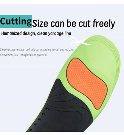 1 pair of sports insoles cushioning foot X/O leg elastic shock absorption comfortable running for men and women