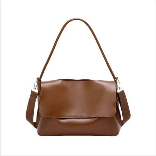 Korean -Style Retro Brown Bag,Briefcase - Like Large Capacity,Single Shoulder Crossbody Handbag, Trendy Commute & Casual Choice