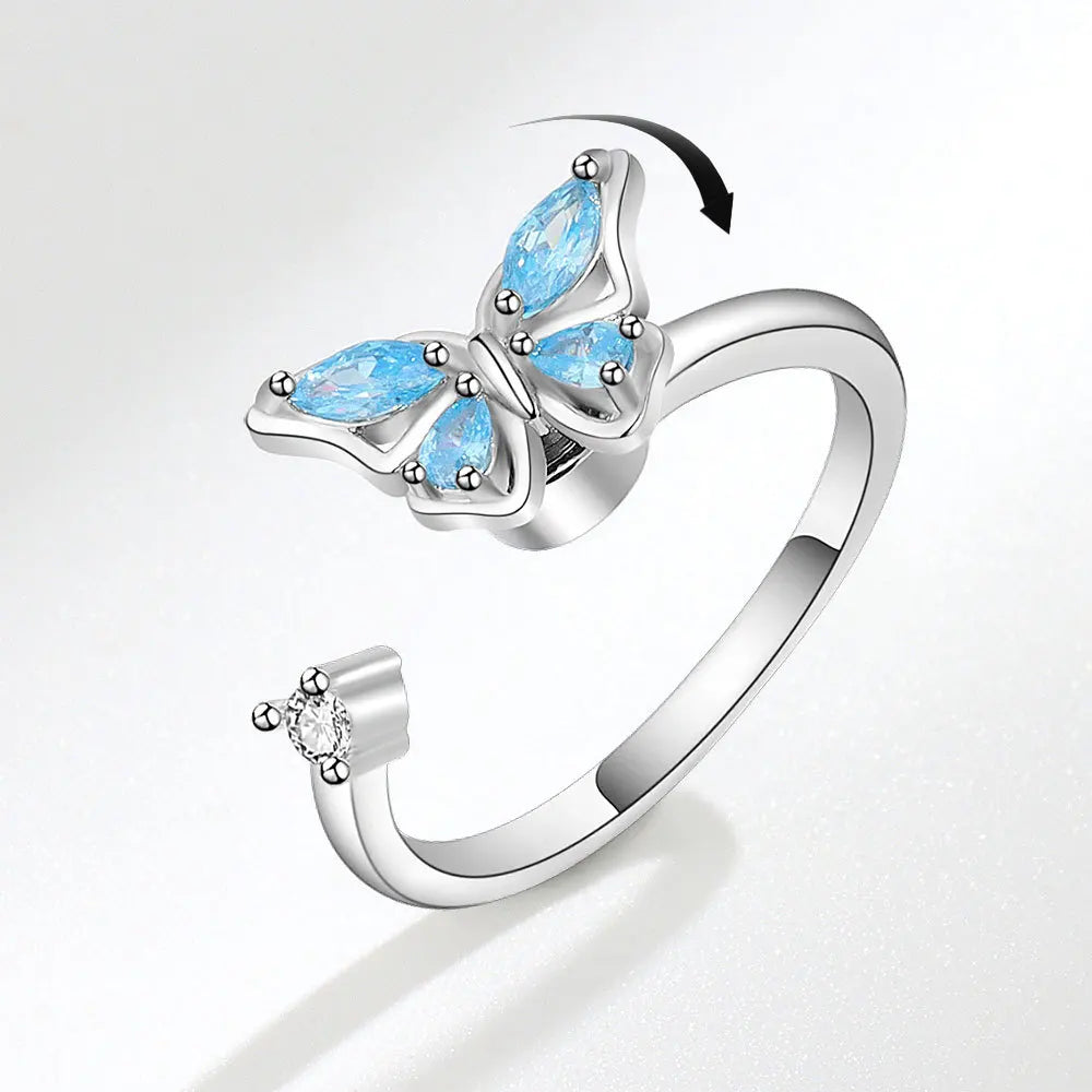 VENTFILLE 925 Sterling Silver Sunflower Diamond Zircon Rotatable Ring For Women Gift Relieve Stress Ring Jewelry Wholesale