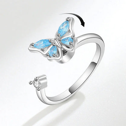 VENTFILLE 925 Sterling Silver Sunflower Diamond Zircon Rotatable Ring For Women Gift Relieve Stress Ring Jewelry Wholesale