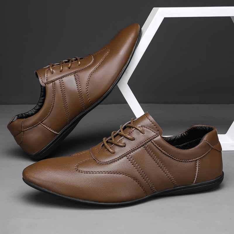 Men Business Casual Lace-up Shoes Leather Men's Comfortable Driving Flats Sneakers Shoes Quality Classic Outdoor Oxfords Shoes