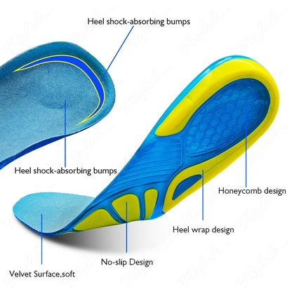 Silicone Gel Non-Slip Soft Sport Shoes Insoles Massaging Insoles Orthopedic Foot Care For Feet Shoes Soles Shock Absorption Pads