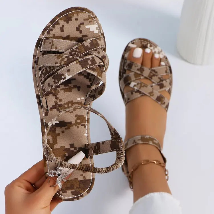 Chic Spring Essential: Women's Lightweight Flat Sandals with Easy-Fit Elastic Band, Perfect for All-Day Comfort and Style