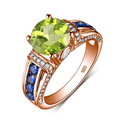 Szjinao Green Emerald Ring Gold For Woman Round Cut 8*8mm 2ct Stone Wedding Luxury Designer Jewelry High Quality Valentines Gift
