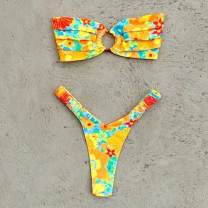 Micro Bikini Push Up Women Swimsuit Fashion Print Bikini Set Split Swimwear Summer 2025 New Beachwear Lady Bathing Suit 2 Piece