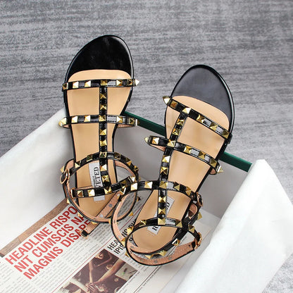 summer women's sandals ladies casual flat shoes simple style Fashion rivet design walking and shopping Large size 41-43