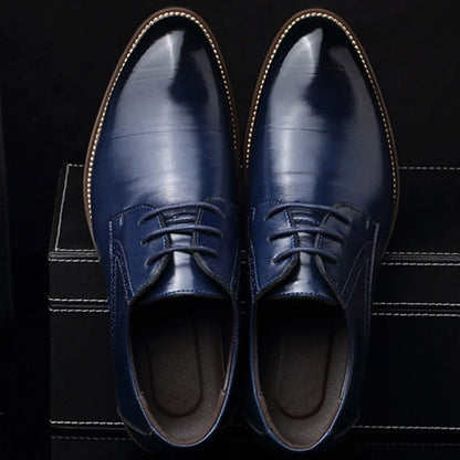 Men's Soft Leather Slip on Shoes Classical Style Shoes For Men Slip On PU Leather Low Rubber Sole Block Heel Work Eye 2