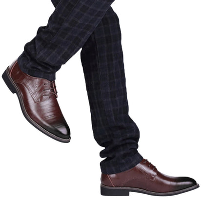 Men's Soft Leather Slip on Shoes Classical Style Shoes For Men Slip On PU Leather Low Rubber Sole Block Heel Work Eye 2