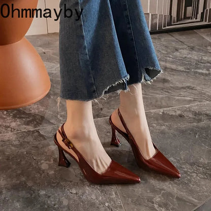 Luxury Designer Summer Women Sandals Fashion Pointed Toe Singbacks Shoes Ladies Elegant High Heel Stripper Sandalias