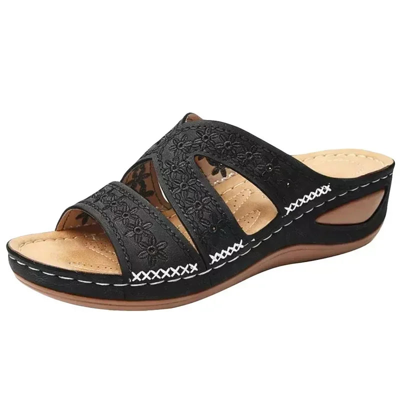 Summer Women Wedge Sandals Premium Orthopedic Open Toe Sandals Vintage Anti-slip Leather Casual Female Platform Retro Shoes