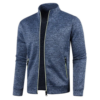 Autumn Winter New Men's Long Sleeves Zipper Knit Thin Fashion Hoodies Sweatshirt Solid Color Thicker  Top Slim Fit Male Clothing