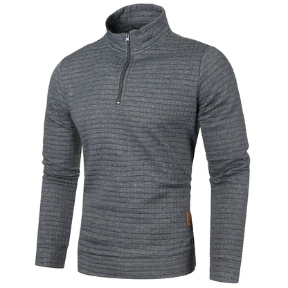 Autum Men's Solid Color Sweatshirt New Oversize Half Zipper Pullover Warm Sweater Jogger Sport Tops
