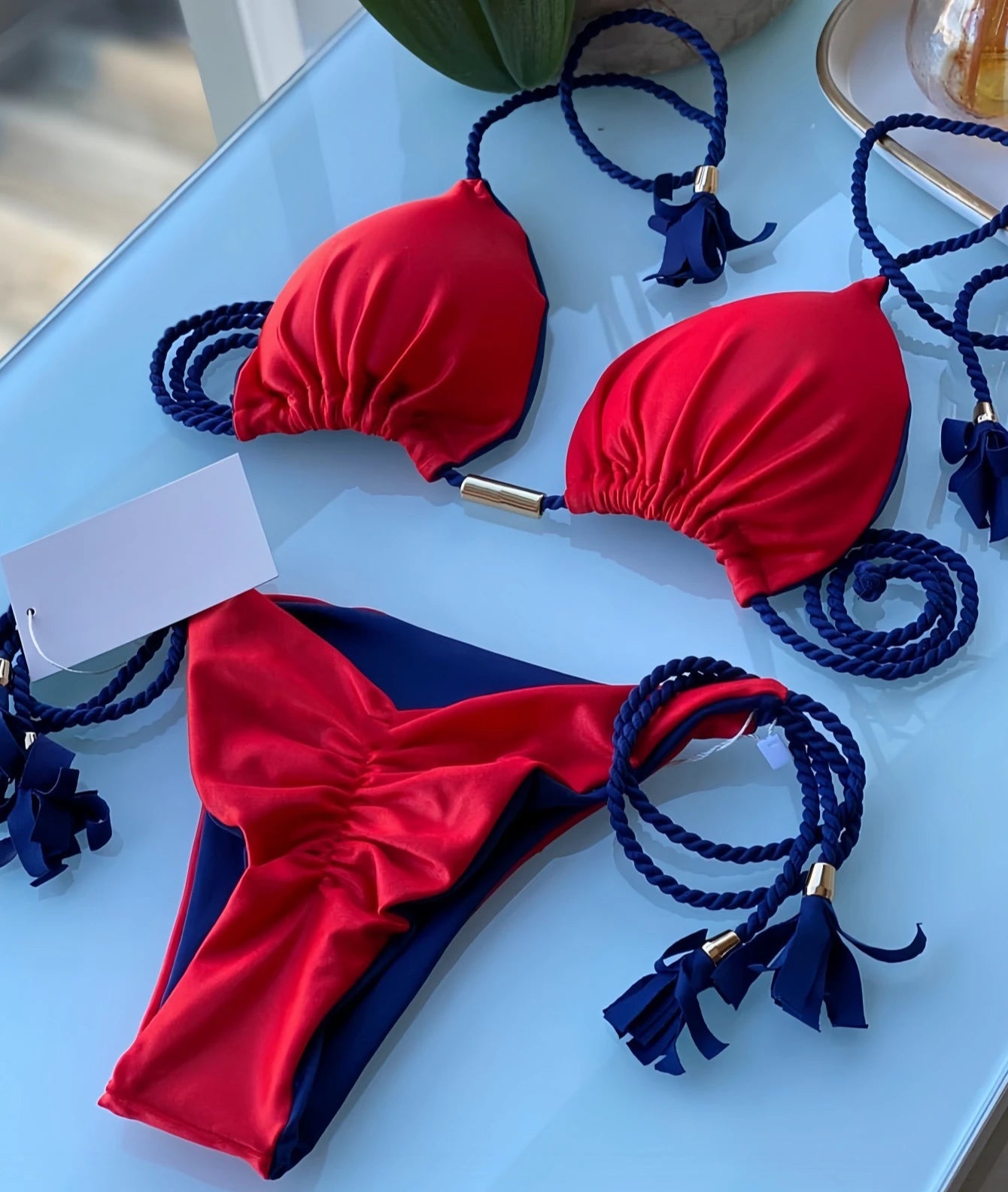 Sexy Swimsuit Women Triangle Bikinis Set Thong Bandage Swimsuits Solid Color bathing suit  Two Piece String Swimear Beach Wear