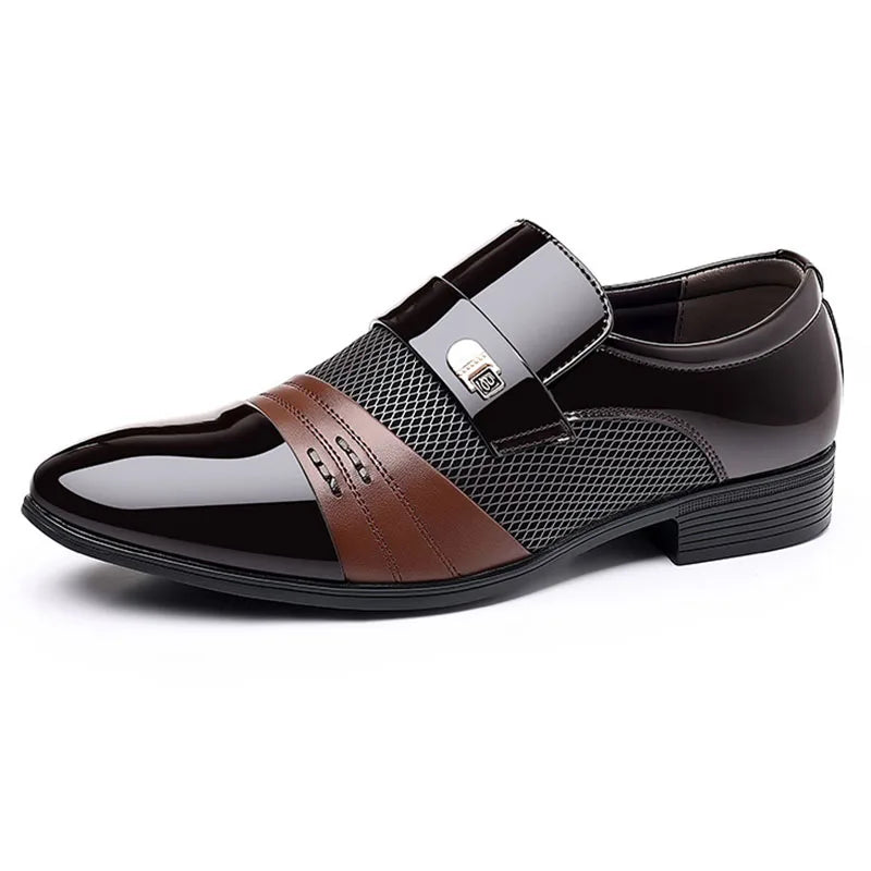 Classic Business Dress Men Shoes Formal Slip On Dress Shoes Mens Oxfords Footwear Elegent Leather Shoes For Men Loafers Wine Red