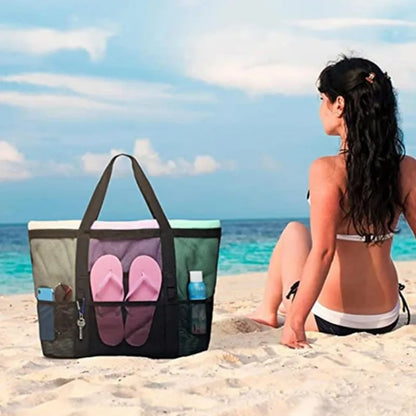 Picnic Beach Bag Women Mesh Transparent Swim Storage High Capacity Shopping Bags Tote