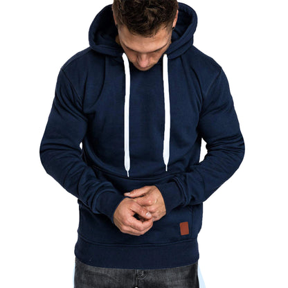 Men's autumn and winter solid color outdoor sports casual hoodie top