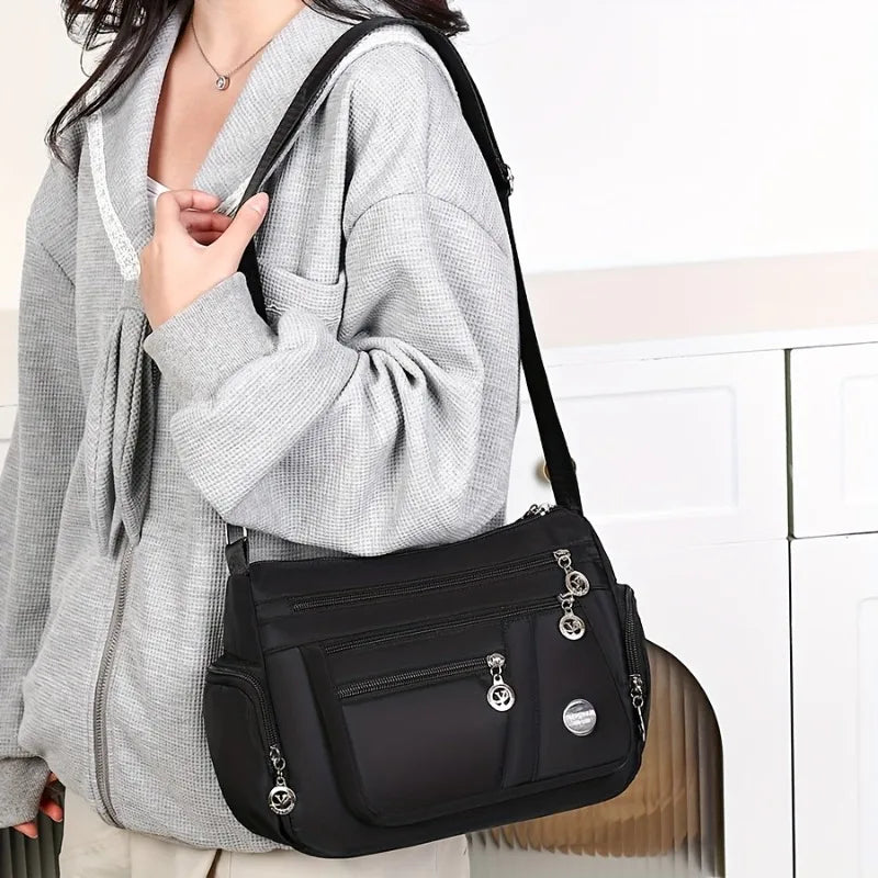 Lightweight Nylon Crossbody Bag for Women , Casual Style, Adjustable Strap, Zip Closure, Multi-Compartment Storage
