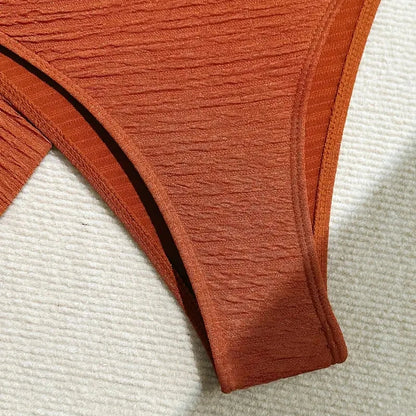 Metal Starfish Brown Bandeau Bikinis Sets 3 Piece Sexy Swimsuits Cover Up Women 2025 Holiday Swimwear High Cut Bather Beach Wear