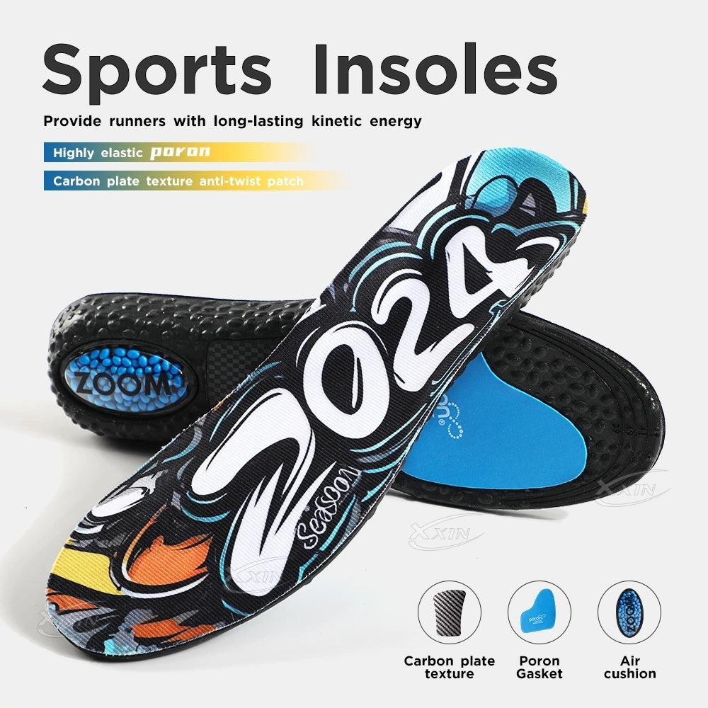 【Xxin】Air Cushion Sport Insoles Shock Absorption Carbon Fiber Insole Running Shoes Pad Size 36-46