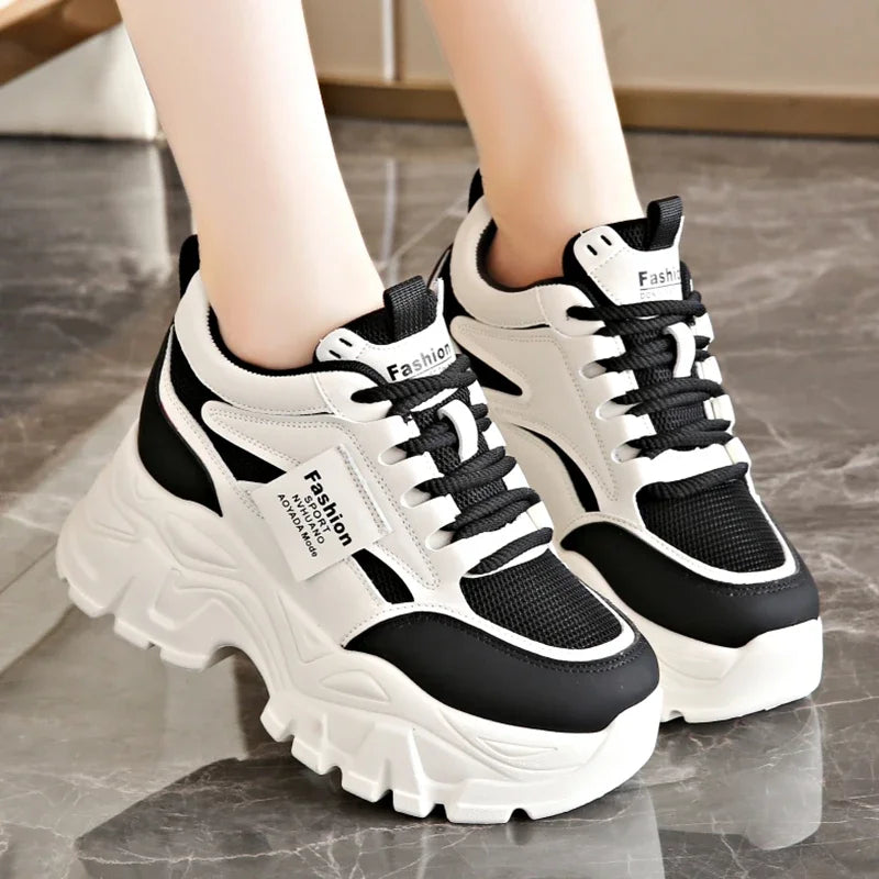Lace Up Thick Bottom Vulcanized Shoes Breathable Non Slip Sports Shoes