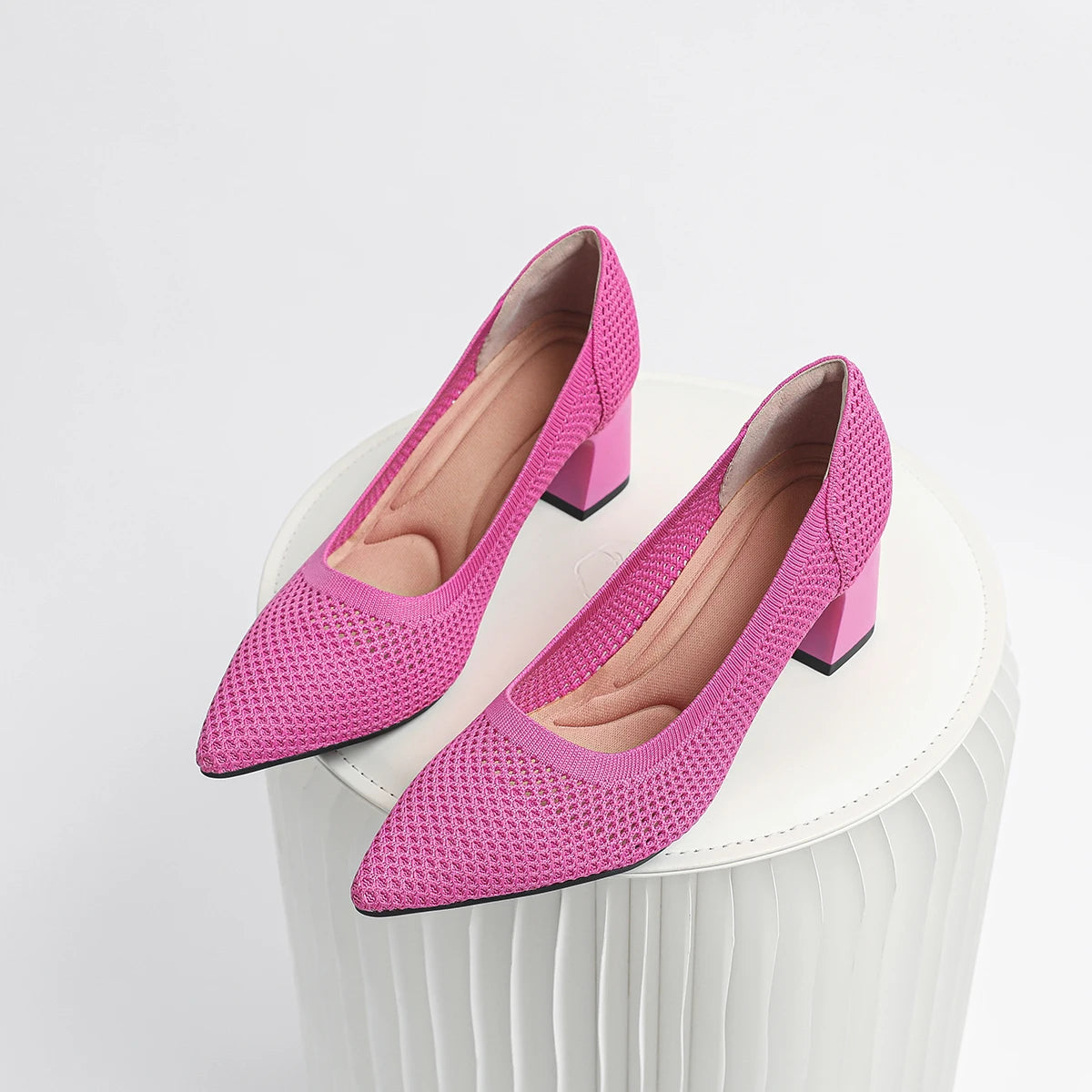 High Heel Women's 2025 Spring and Autumn New Soft Knitted Breathable and Comfortable Shoes