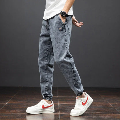 Spring Summer Black Blue Cargo Jeans Men Streetwear Denim Jogger Pants Men Baggy Harem Jean Trousers Plus Size M-8XL