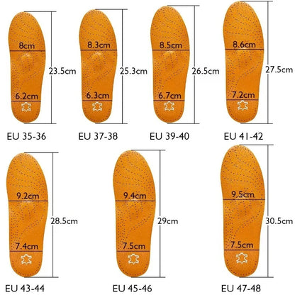 Leather Orthopedic Insole Orthotic Arch Support Instep Flat Foot Shoe Pad PU Latex Antibacterial Active Carbon Foot Care Unisex