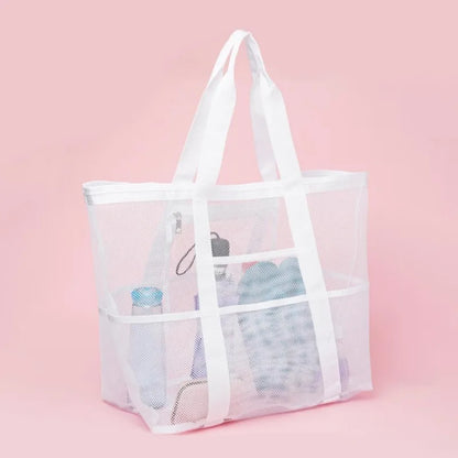 Picnic Beach Bag Women Mesh Transparent Swim Storage High Capacity Shopping Bags Tote