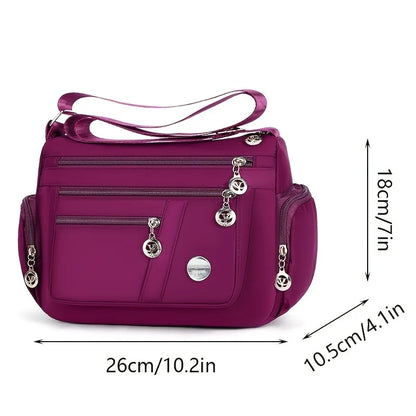 Lightweight Nylon Crossbody Bag for Women , Casual Style, Adjustable Strap, Zip Closure, Multi-Compartment Storage
