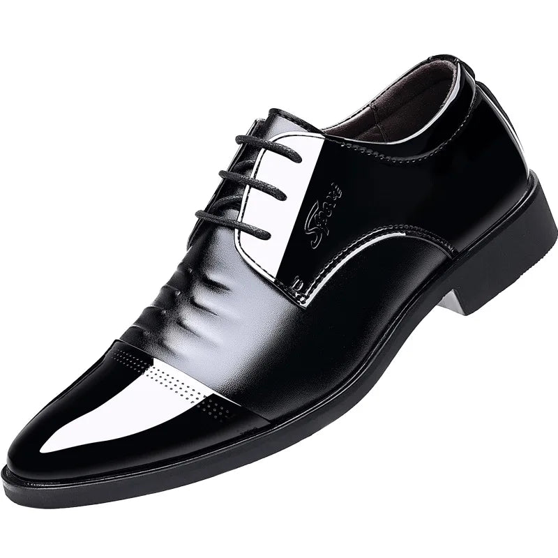 Men Dress Shoes Patent Leather Oxford Shoes Male Formal Shoes Big Size 38-48 Handsome Men Pointed Toe Shoes for Wedding