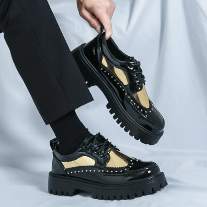 Men Casual Office Business Formal Oxford Thick Bottom Dress Shoes Men Gentleman Outdoor Patent Leather Wedding Shoes Fashion