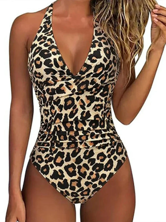 2025 New Summer Swimwear Bikini Set Sexy Leopard Strapless Bikini 2 Piece Set Women Split Swimsuit High Waist Beach Style Bikini