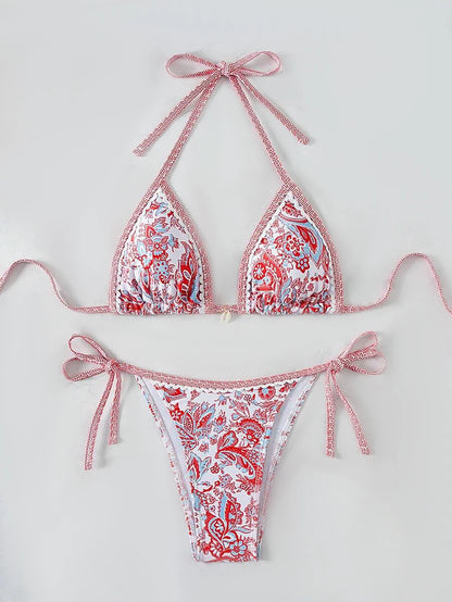 Halter String Triangle Two Piece Bikini Women Swimwear Female Swimsuit Bathers Bathing Swimming Suit Beachwear Summer