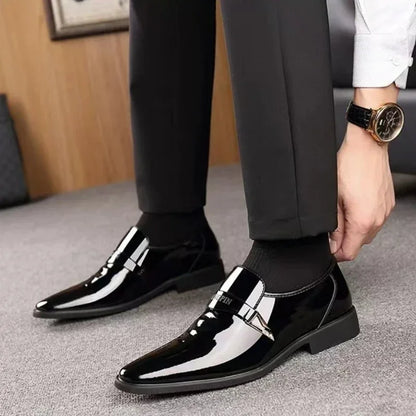 Men's Leather Shoes Business Shoes Bright Leather Oxford Shoes Lacquer Pointed Toe Male Loafers Slip on Designer Men Dress Shoe
