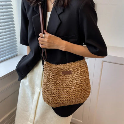 Women's Shoulder Bag Summer Straw Woven Handbag Large Capacity Ladies Handmade Rattan Tote Bags Luxury Designer Beach Bag