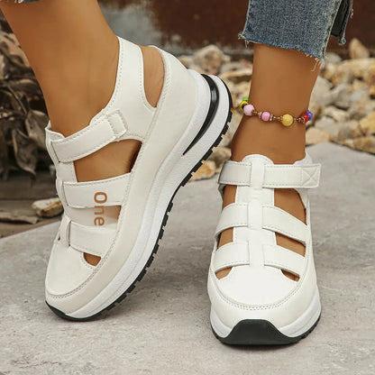 Ladies Shoes  High Quality Buckle Strap Women's Sandals New Closed Toe Office and Career Summer Solid Wedge Sandals