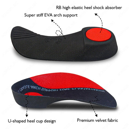 3/4 Flat Feet Insole Severe Orthotic Arch Support Insert Orthopedic Shoes Sole Pads Heel Pain Plantar Fasciitis Men Woman Unisex