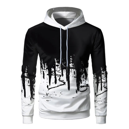 Gradient Print Men's Pullover Hooded Sweatshirt Spring Autumn Daily Fitness Sportswear Fashion Casual Hoodies Loose Clothing