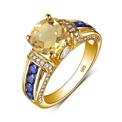 Szjinao Green Emerald Ring Gold For Woman Round Cut 8*8mm 2ct Stone Wedding Luxury Designer Jewelry High Quality Valentines Gift