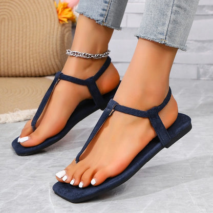 New Summer Women's Sandals Casual Flat Sandals Versatile Fashion Roman Shoes Comfortable Flat Bottomed Vacation Beach Shoes