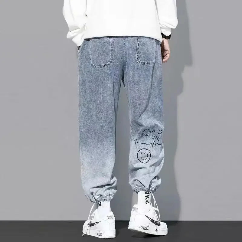 Trendy Loose-fit Men's Jeans Summer Thin Style Korean Version Casual Long Pants Hip Hop Fashion Versatile