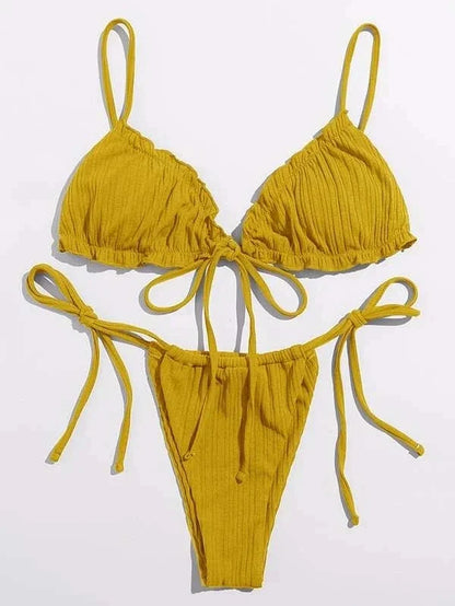 New  Sexy Swimsuit Pit stripe Bikini Women Swimwear  Bathing Suits Push Up Biquinis Bandage Beachwear Solid Bikini Sets