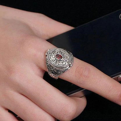 Antique Openable Gawu Box Ring Unique Jewelry Storage Container Finger Ring Adjustable Opening Ring for Men Women