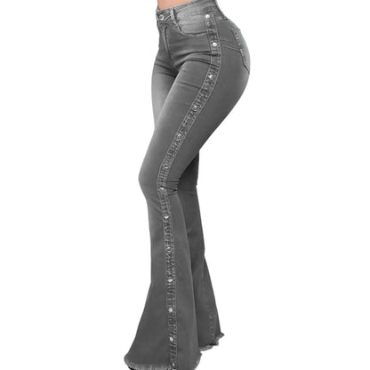 Plus Size Denim Women Pants Large Size Wide Leg Flare High Waist Slim Jeans Female Clothing Oversized High Street Long Trousers