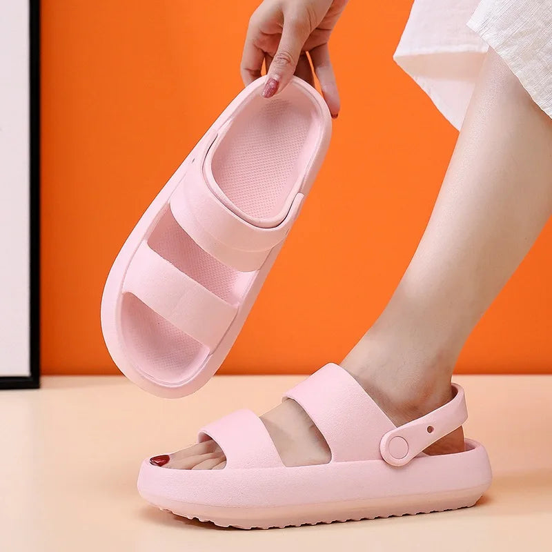 Kidmi Summer Women Sandals Couple Home Slippers Non-slip Breathability Thick Sole Home Womens Shoes Outdoor Soft Sole Sandals