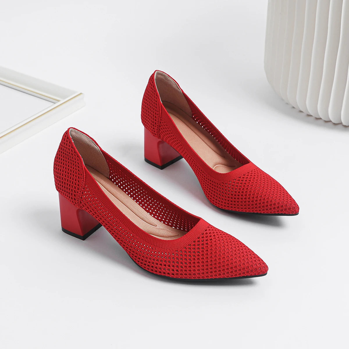 High Heel Women's 2025 Spring and Autumn New Soft Knitted Breathable and Comfortable Shoes