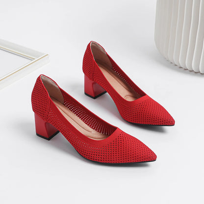 High Heel Women's 2025 Spring and Autumn New Soft Knitted Breathable and Comfortable Shoes