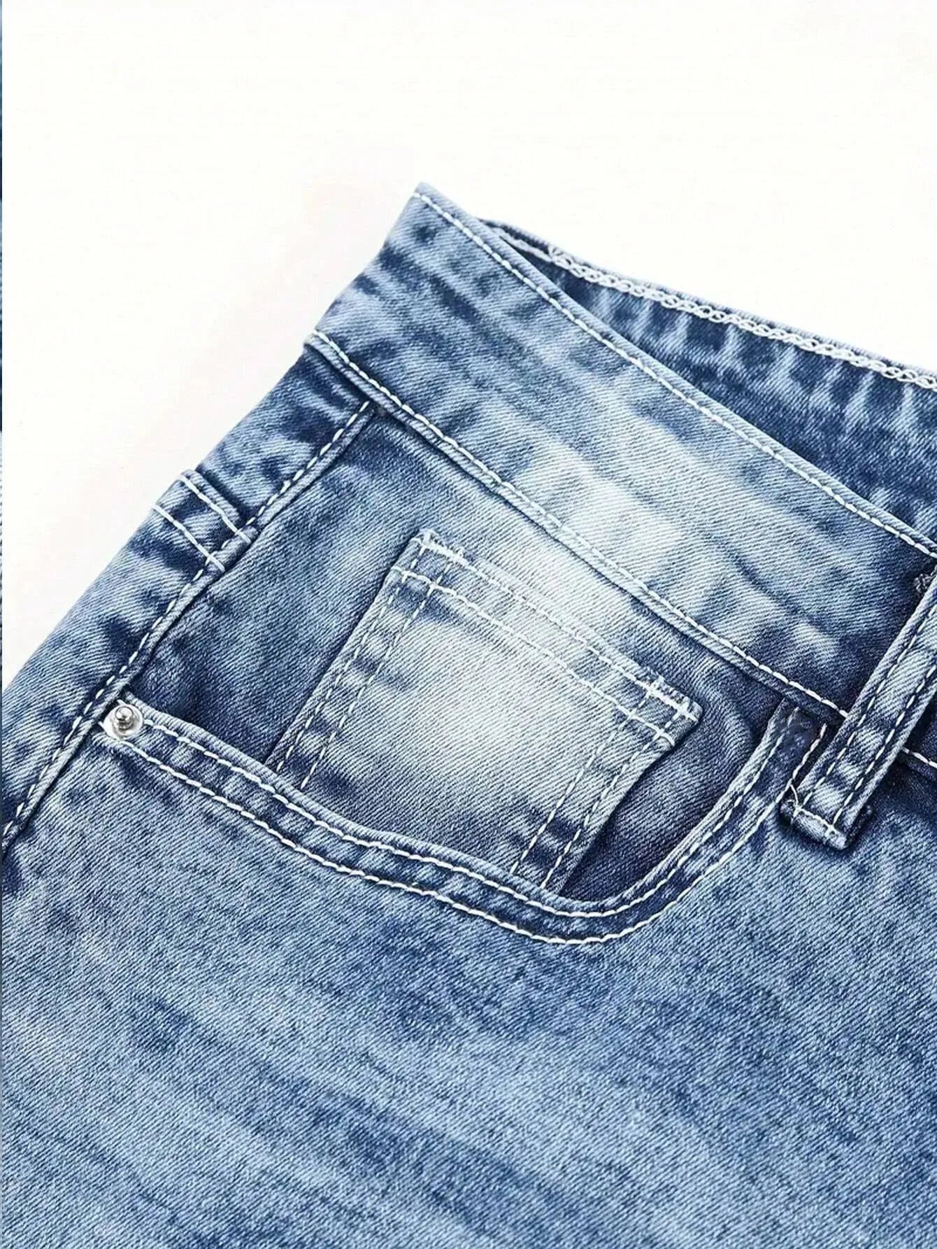 1pc Men's Slim-Fit Snowflake Washed Jeans - Mid-Stretch Denim, Machine Washable, All-Season Comfort, Minimalist Casual Style for
