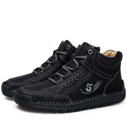 High Quality Men Outdoor Walking Hiking Loafers Casual Leisure Soft Bottom Shoes Fashion Flats Comfy Lace-Up Minimalist Shoes