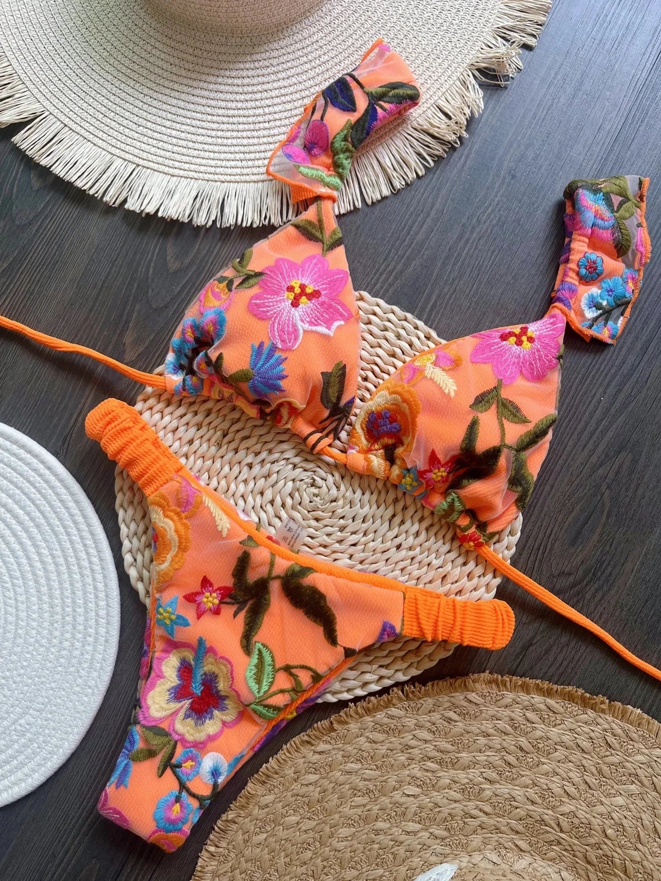New Sexy Handmade Embroidery Bikini Set Women's Swimsuit Triangle Swimwear Bathing Suit Brazilian Biquinis